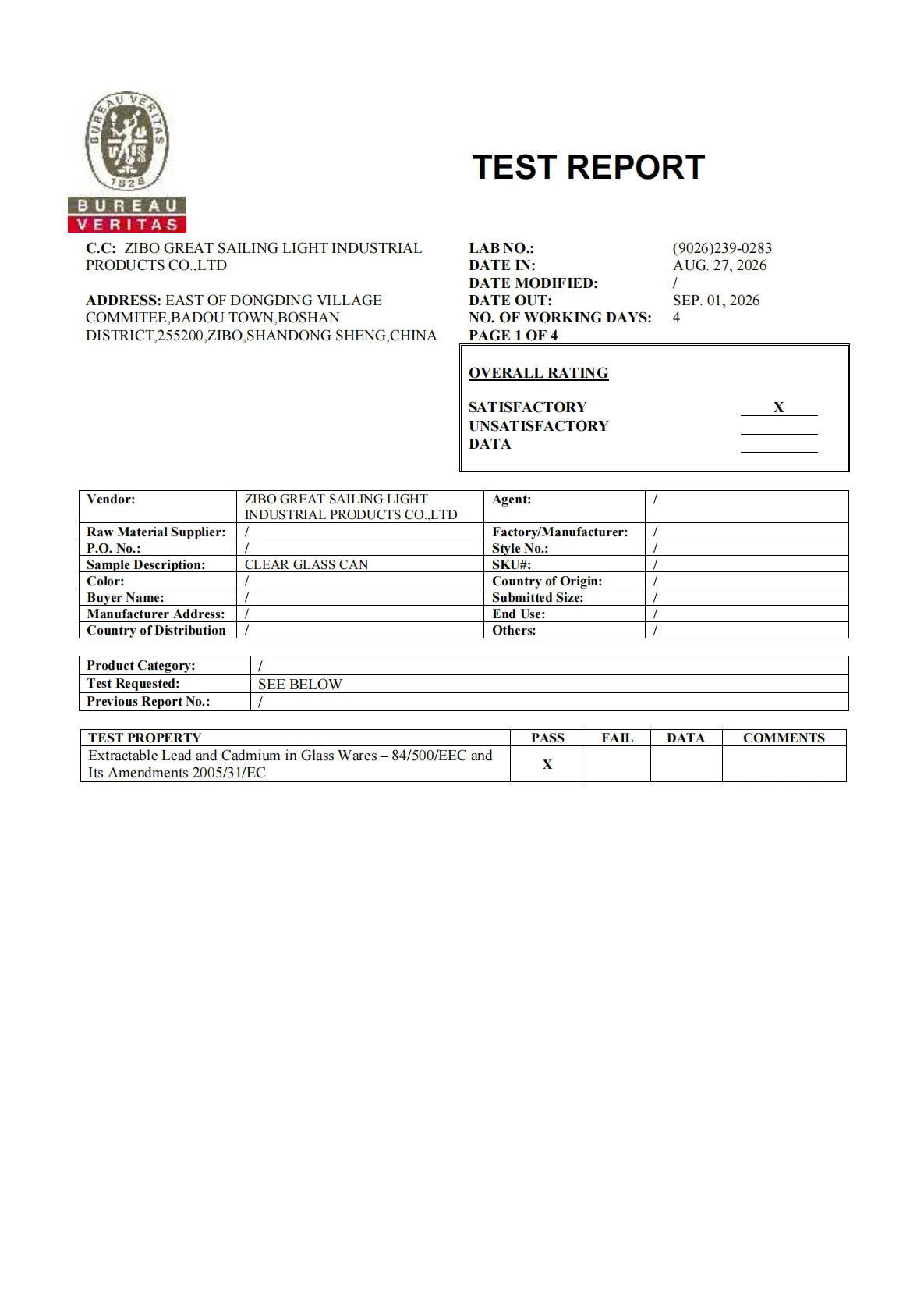 Bureau Veritas report page 1 Bureau Veritas report page 1